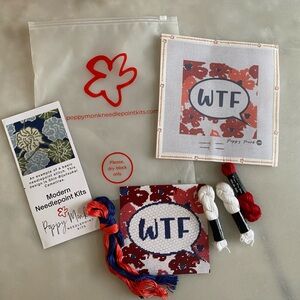 New! Poppy Monk WTF needlepoint kit
